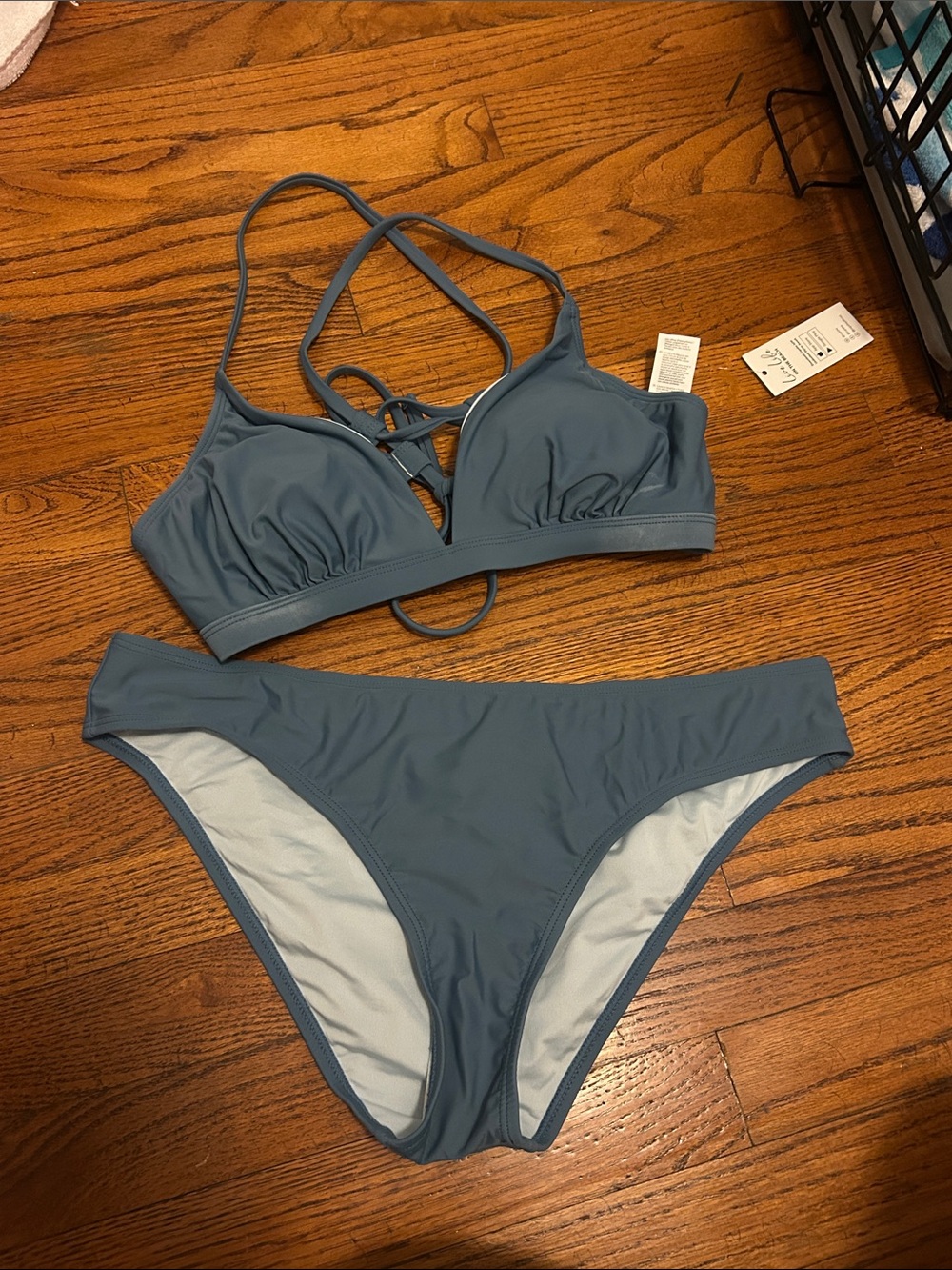 NWT Cupshe Strappy Bikini Set in Dusty Blue